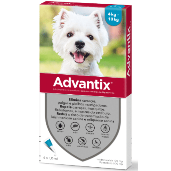 Advantix Cães 4-10kg 4 pipetas - Farmacia Rodrigues Rocha