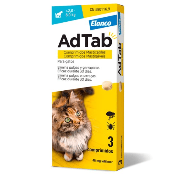 AdTab Gato 2-8kg - 3 comp - Farmacia Rodrigues Rocha