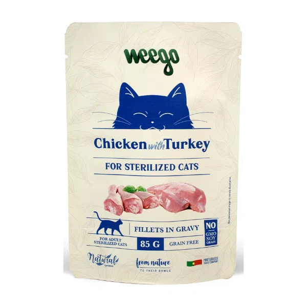Comida Húmida Gato Frango e Perú Weego