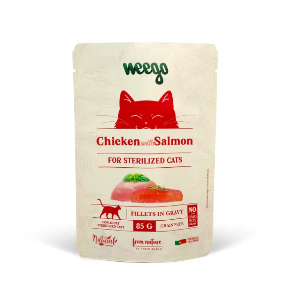 Comida Húmida Gato Frango e Salmão Weego