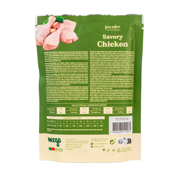 Weego Alimento Húmido Cão Savory Chicken ingredientes - Farmacia Rodrigues Rocha