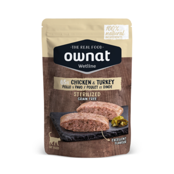Comida Húmida Gato Esterilizado Ownat Frango e Perú