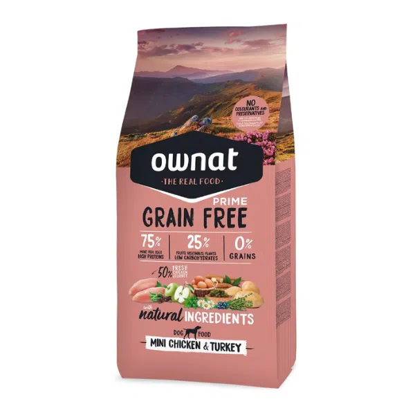 Ownat Grain Free Prime Cão Mini Frango e Peru