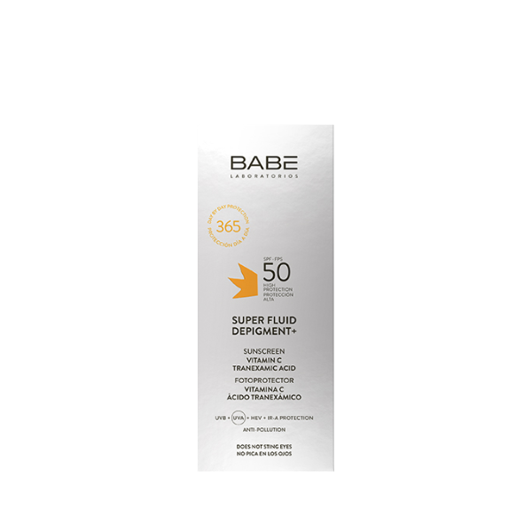 Babé Fotoprotetor Super Fluid Depigment SPF50_box - Farmácia Rodrigues Rocha